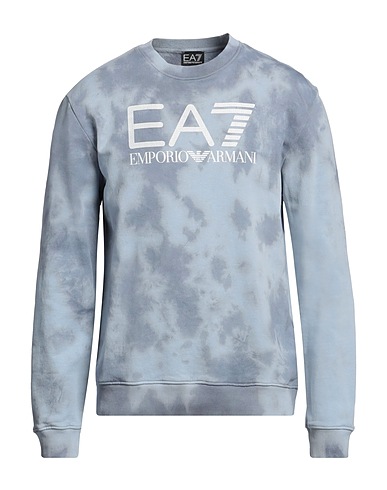 EA7 Sweatshirt Light blue 100% Cotton, Elastane