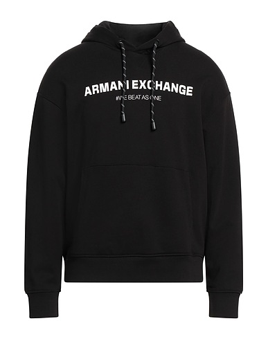 ARMANI EXCHANGE Hooded track jacket  Black 70% Cotton, 30% Polyester, Elastane