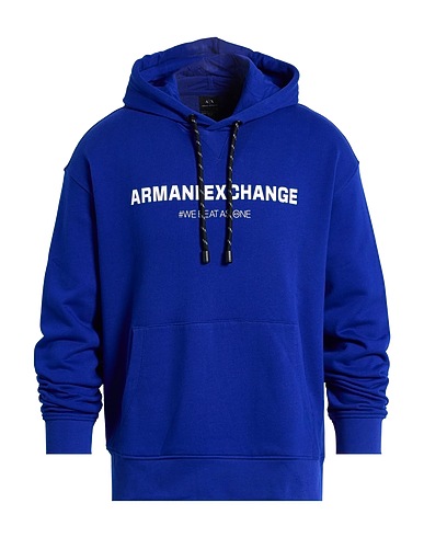 ARMANI EXCHANGE Hooded track jacket  Bright blue 70% Cotton, 30% Polyester, Elastane