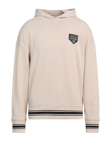 ARMANI EXCHANGE Hooded track jacket  Beige 70% Cotton, 30% Polyester, Elastane