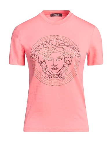 VERSACE T-shirt Coral 100% Cotton, Glass, Aluminum