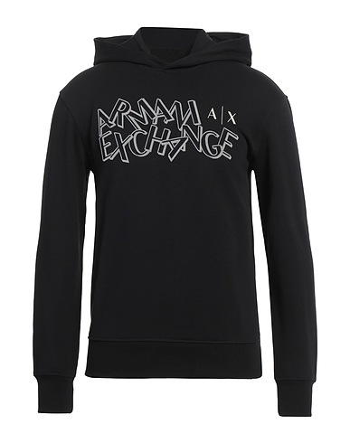 ARMANI EXCHANGE Hooded track jacket  Black 100% Cotton, Polyester