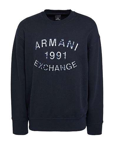 ARMANI EXCHANGE Sweatshirt Navy blue 100% Cotton, Elastane