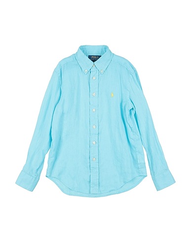 POLO RALPH LAUREN Camicia tinta unita LINEN SHIRT
 Turchese 100% Lino