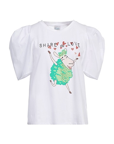 Z.O.E. ZONE OF EMBROIDERED T-shirt White 95% Cotton, 5% Elastane, Polyester