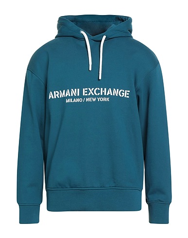 ARMANI EXCHANGE Hooded track jacket  Deep teal 100% Cotton, Elastane