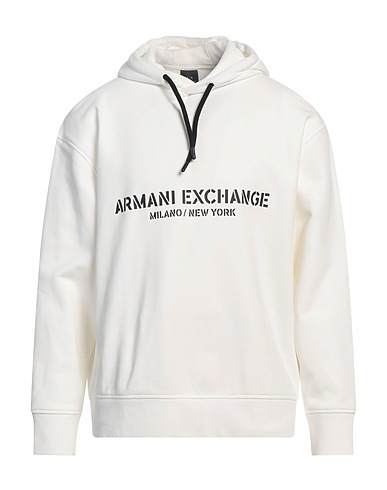 ARMANI EXCHANGE Hooded sweatshirt Off white 100% Cotton, Elastane