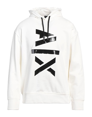 ARMANI EXCHANGE Hooded track jacket  Off white 100% Cotton, Elastane