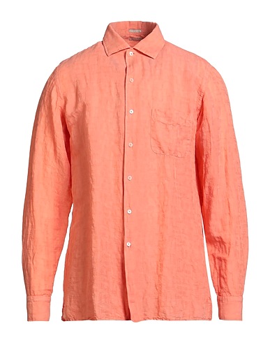 MASSIMO ALBA Linen shirt Salmon pink 61% Linen, 39% Cotton