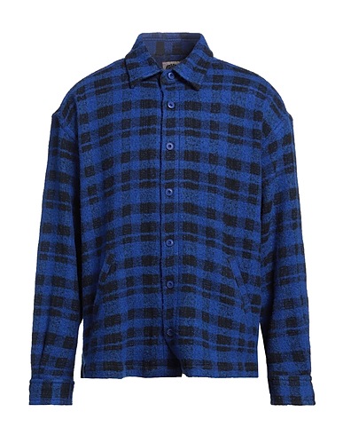 DESTIN Checked shirt Blue 76% Wool, 14% Cashmere, 10% Polyamide