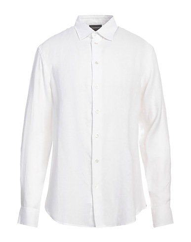 EMPORIO ARMANI Einfarbiges Hemd Weiß 100% Leinen