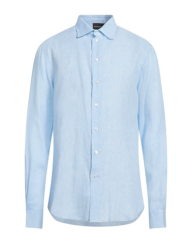 EMPORIO ARMANI Linen shirt Sky blue 100% Linen