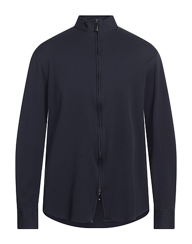 EMPORIO ARMANI Solid colour shirt Navy blue 92% Polyamide, 8% Elastane