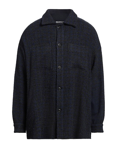 DESTIN Checked shirt Navy blue 75% Wool, 18% Polyamide, 5% Cashmere, 2% Silk