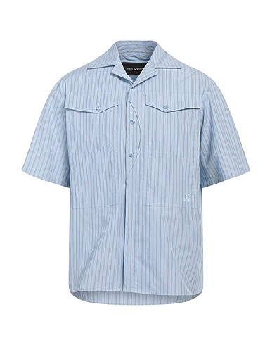 NEIL BARRETT Striped shirt Light blue 100% Cotton