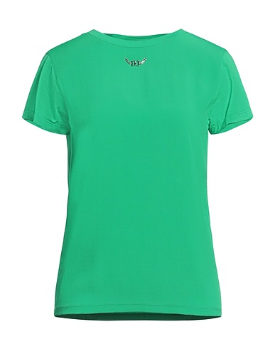DANIELA DREI T-shirt Green 47% Cotton, 47% Modal, 6% Elastane, Acetate, Silk