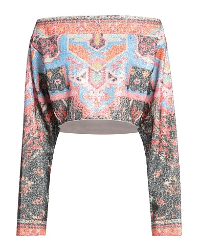 BALMAIN Off-the-shoulder top Sky blue 100% Polyester