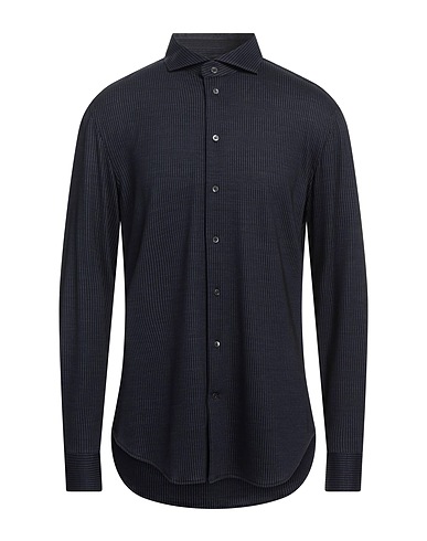 EMPORIO ARMANI Striped shirt Midnight blue 51% Lyocell, 49% Virgin Wool