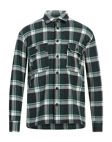 DESTIN Checked shirt Dark green 75% Wool, 25% Cashmere