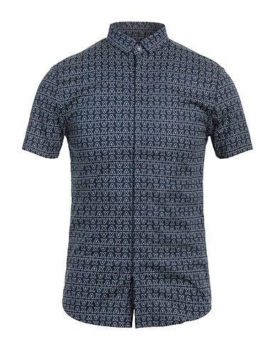 ARMANI EXCHANGE Patterned shirt Navy 97% Cotton, 3% Elastane