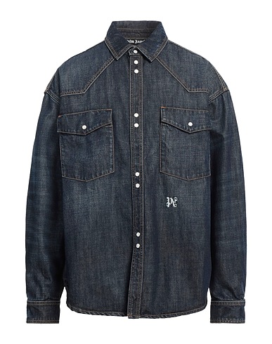 PALM ANGELS Denim shirt Blue 100% Cotton, Polyester
