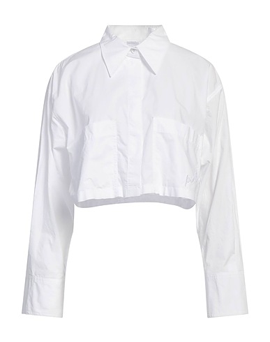 PINKO Solid colour shirts & blouses DENIM White 100% Cotton