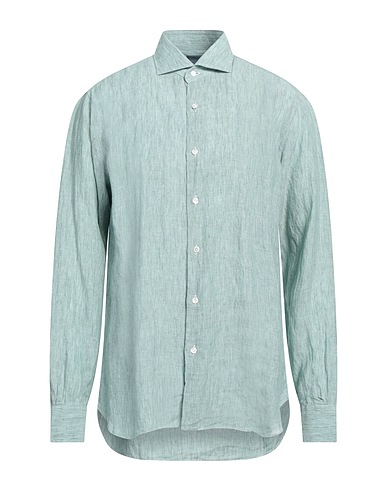 DANDYLIFE by BARBA Napoli Einfarbiges Hemd VERDE SALVIA 100% Leinen