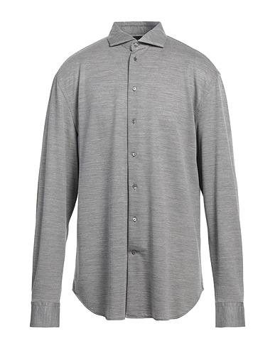 EMPORIO ARMANI Patterned shirt Grey 57% Virgin Wool, 43% Lyocell