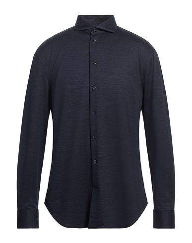EMPORIO ARMANI Camicia fantasia Blu notte 57% Lana Vergine, 43% Lyocell