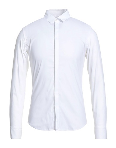 EMPORIO ARMANI Solid colour shirt White 76% Cotton, 21% Polyamide, 3% Elastane