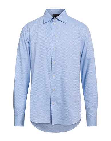 EMPORIO ARMANI Patterned shirt Sky blue 100% Cotton