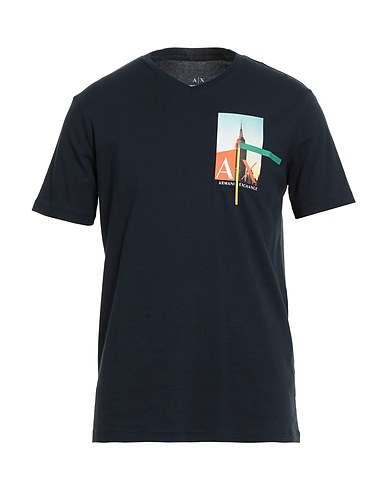 ARMANI EXCHANGE T-shirt Navy blue 95% Cotton, 5% Elastane