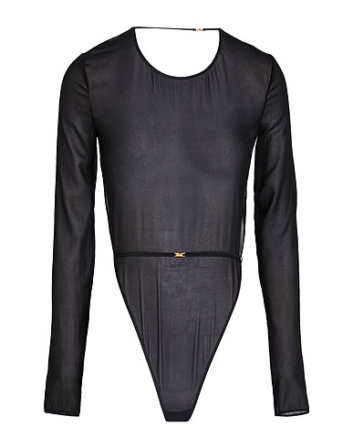 SAINT LAURENT TOPS & TEES Black 90% Silk, 10% Elastane