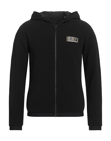 EA7 Hooded track jacket  Black 94% Polyester, 6% Elastane, Polyamide, Rubber