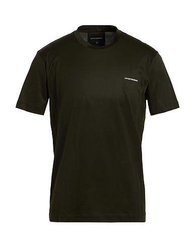 EMPORIO ARMANI Basic T-shirt Dark green 70% Lyocell, 30% Cotton
