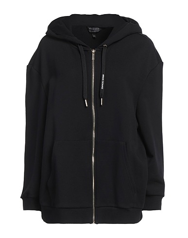 ARMANI EXCHANGE Hooded track jacket  Black 100% Cotton, Elastane