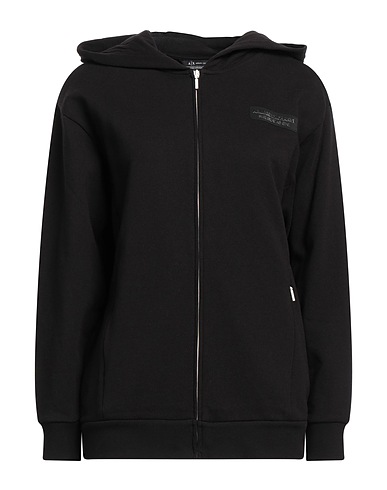 ARMANI EXCHANGE Hooded track jacket  Black 70% Cotton, 30% Polyester, Elastane