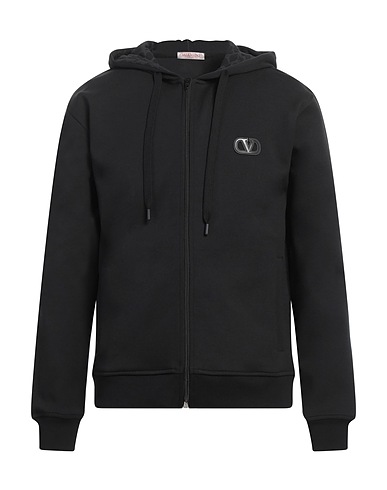 VALENTINO GARAVANI Hooded track jacket  Black 72% Cotton, 28% Polyester