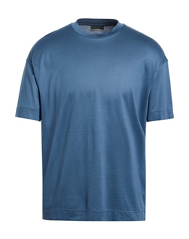 EMPORIO ARMANI Basic T-Shirt Slate blue 70% Lyocell, 30% Cotton