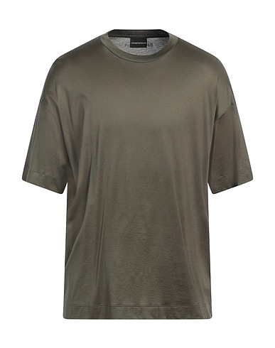 EMPORIO ARMANI Basic T-shirt Military green 70% Lyocell, 30% Cotton