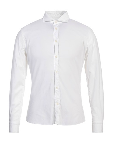 MASTRICAMICIAI Solid colour shirt White 97% Cotton, 3% Elastane