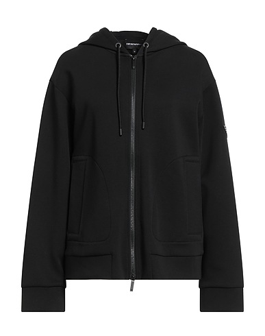 EMPORIO ARMANI Hooded sweatshirt Black 76% Cotton, 18% Polyester, 6% Elastane