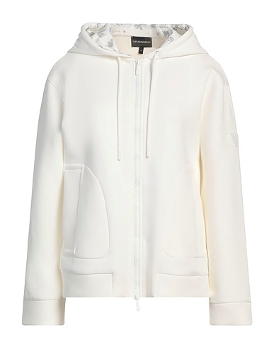 EMPORIO ARMANI Hooded track jacket  Ivory 76% Cotton, 18% Polyester, 6% Elastane