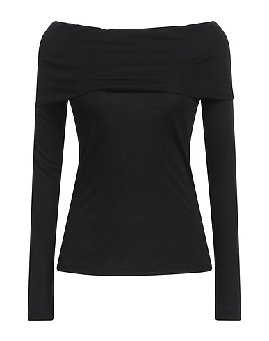 DONDUP Off-the-shoulder top Black 90% Modal, 10% Silk