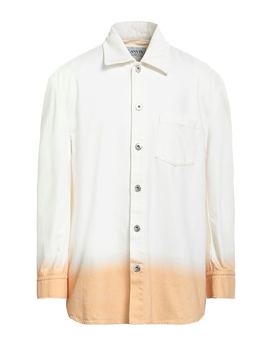 LANVIN Denim shirt White 100% Cotton, Calfskin