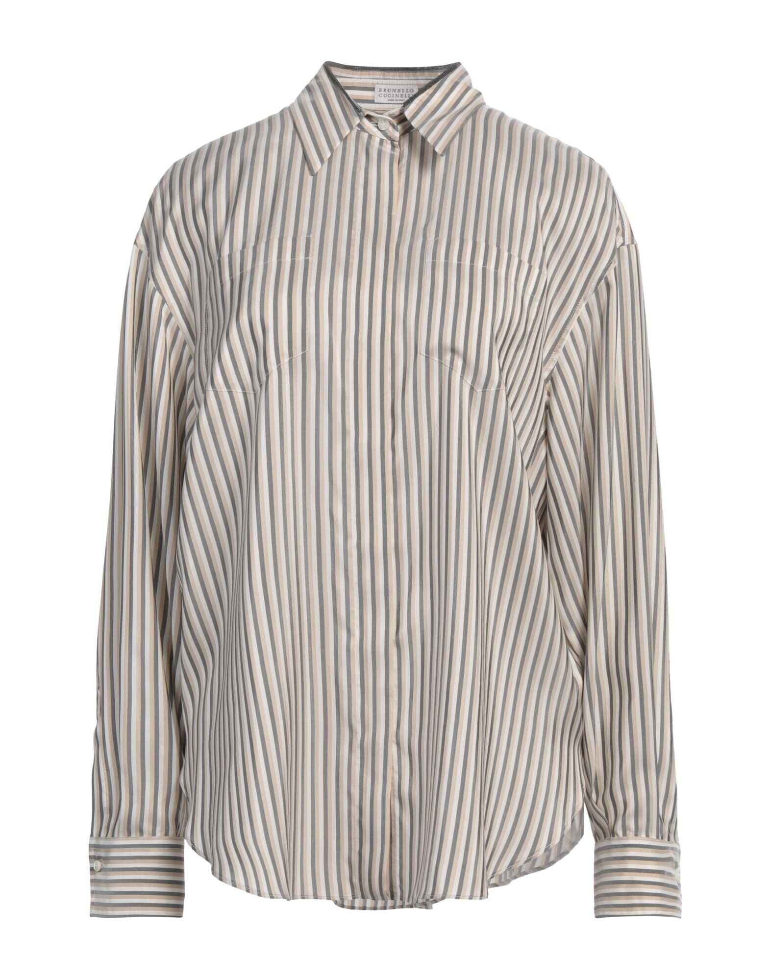 Tシャツ・カットソー ERIKA CAVALLINI STRIPED CREPE DE CHINE SHIRT (Y5WU20 RG103) ERIKA CAVALLINI | Cream Women's Striped Shirt | YOOX