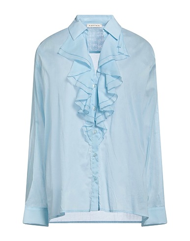 KARTIKA Solid color shirts & blouses Sky blue 100% Cotton
