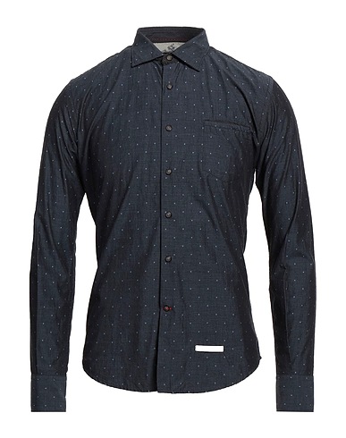 ALESSANDRO LAMURA Patterned shirt Midnight blue 65% Polyester, 35% Cotton