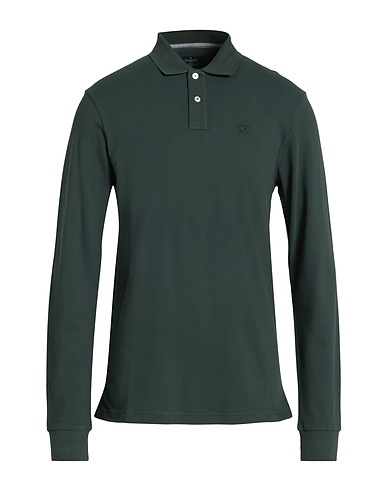 HACKETT Polo shirt Dark green 100% Cotton