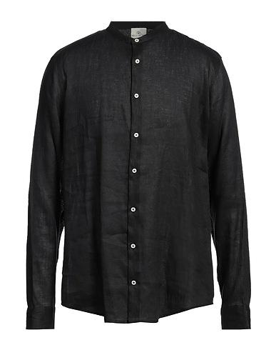 HOLY CAFTAN Einfarbiges Hemd Schwarz 100% Leinen
